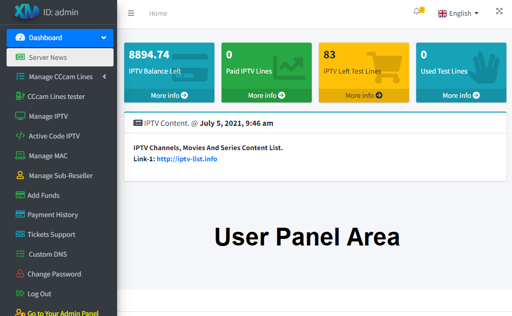 Oscam Panel v4.9 - User Panel Dashboard