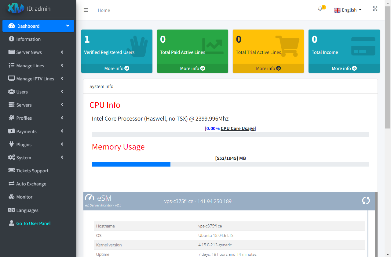 Multics & OScam Panel v4.9 - Admin Dashboard